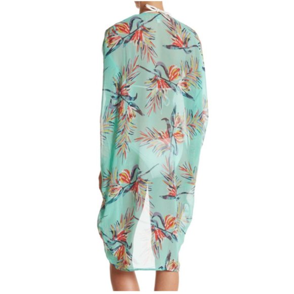 Echo Paradise Palms Tropical Tassel Swimsuit Cover-Up NWT - Picture 2 of 8